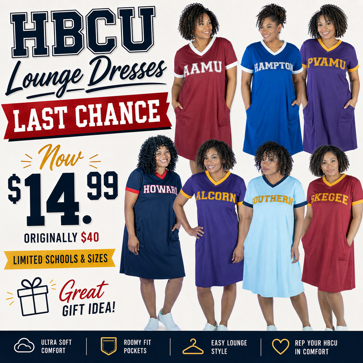 HBCU Lounge Dress with Pockets – Last Chance